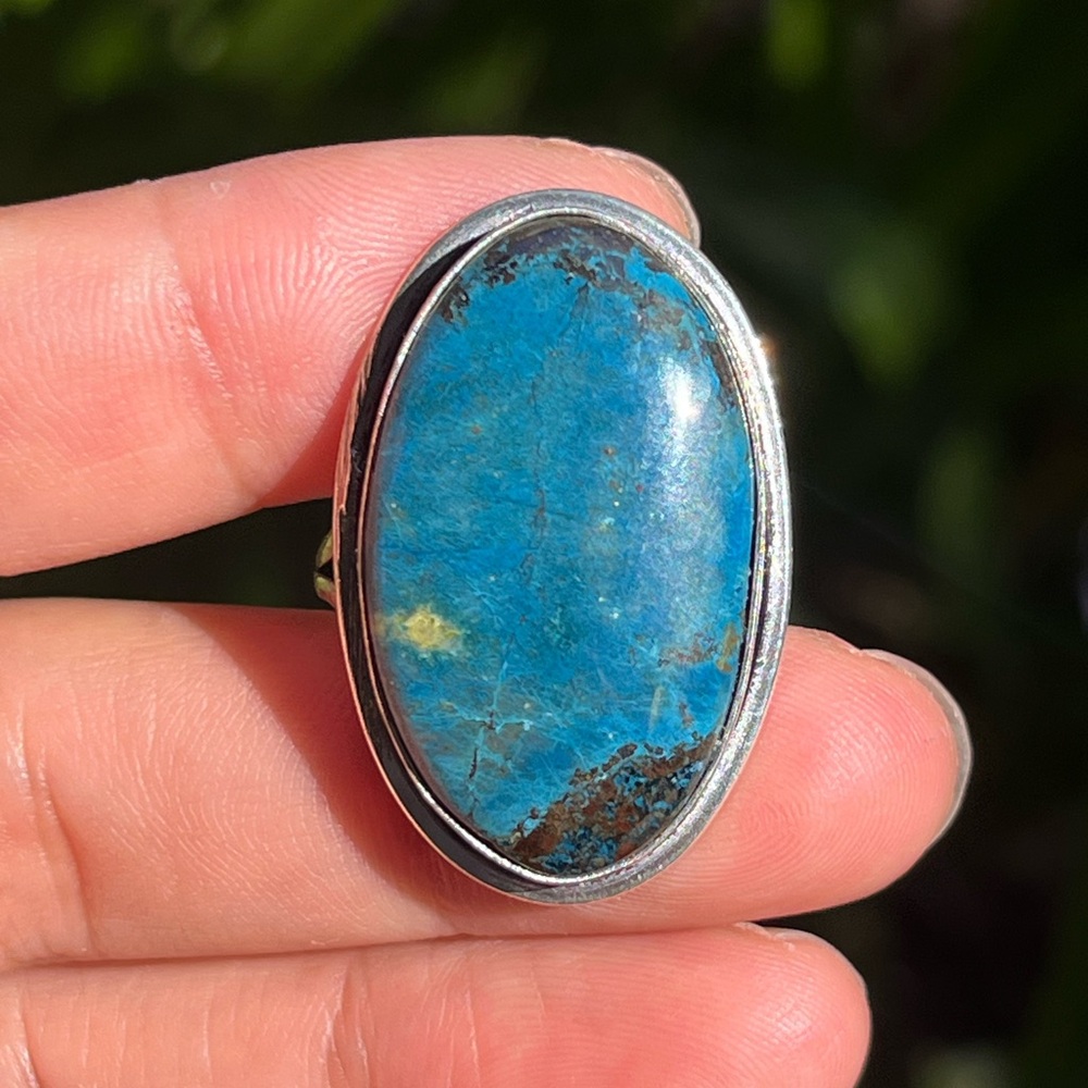 Size 10.5 925 silver plated azurite ring